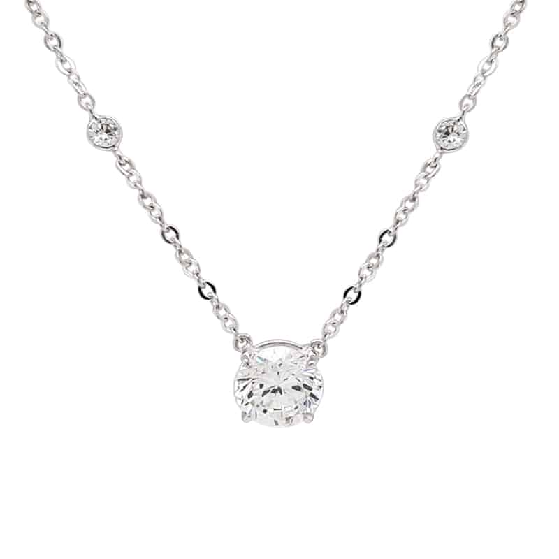 Rhodium Plated Silver CZ Necklace