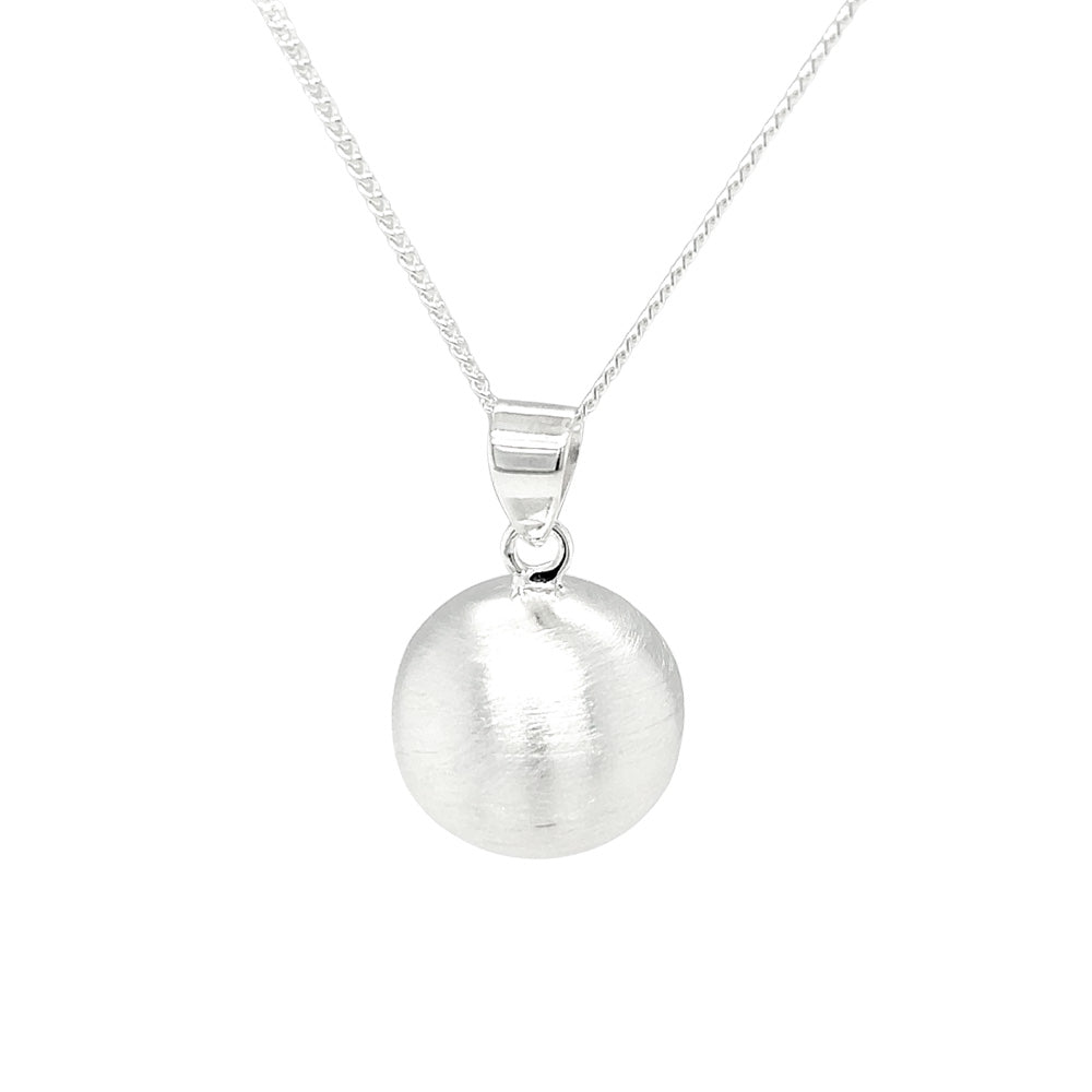 Brushed Round Ball Silver Necklace