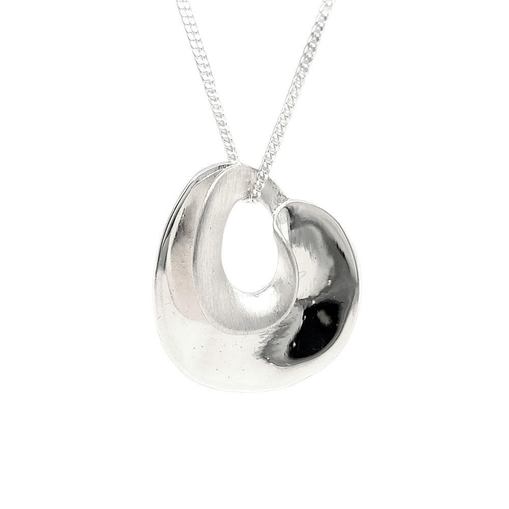 Matte and High Polished Silver Necklace
