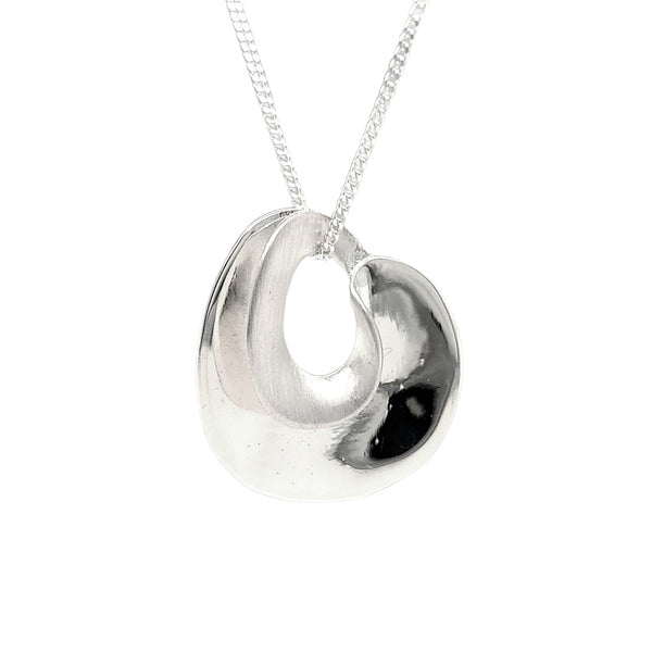 Matte and High Polished Silver Necklace