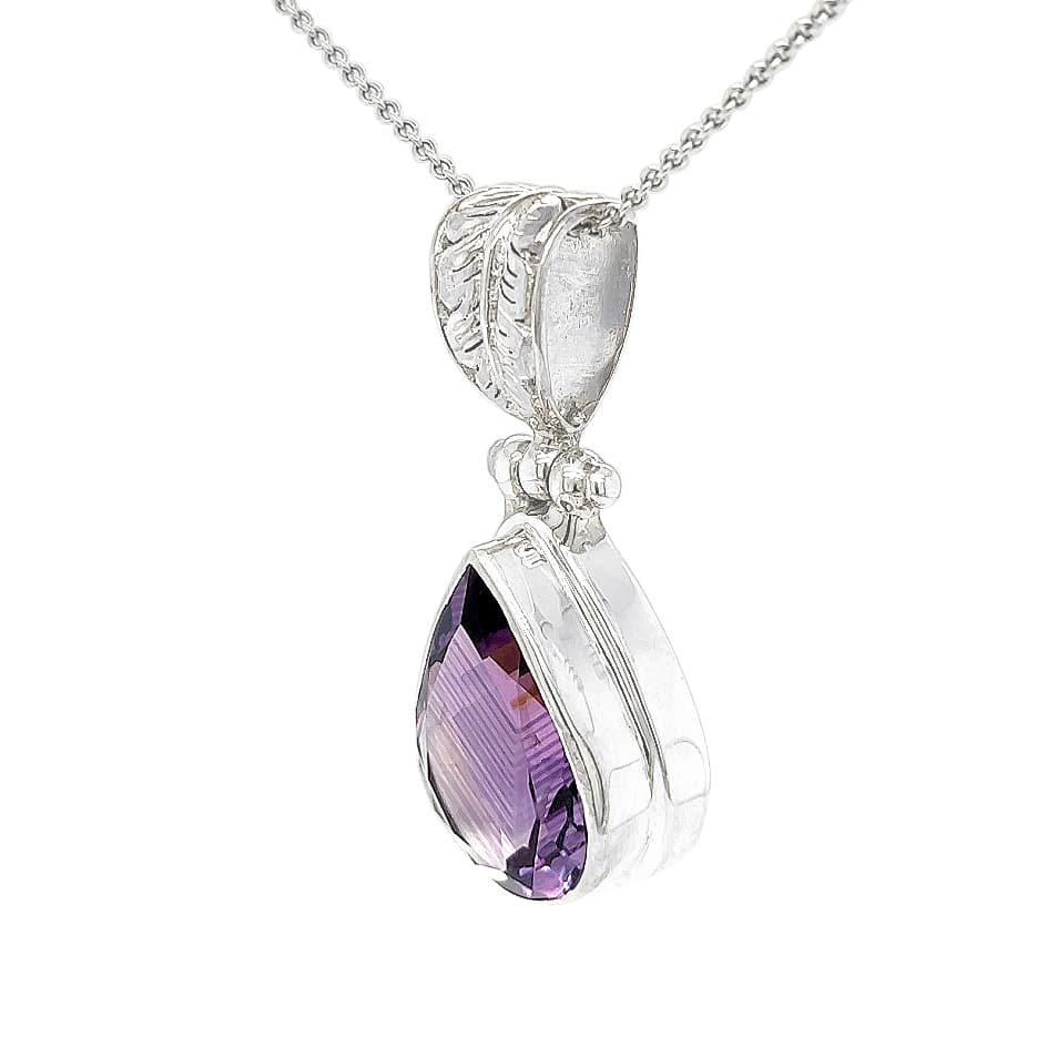 Amethyst Drop Pendant in Sterling Silver