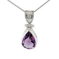 Amethyst Drop Pendant in Sterling Silver