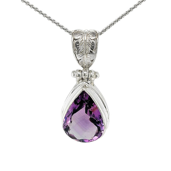 Amethyst Drop Pendant in Sterling Silver