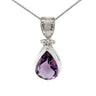 Amethyst Drop Pendant in Sterling Silver
