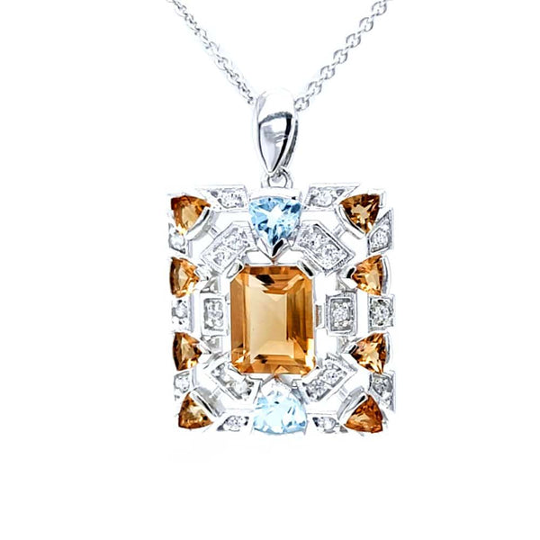 Citrine and Blue Topaz Pendant