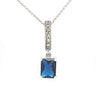 Sapphire Blue CZ Marcasite Silver Necklace