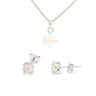 Round Rose Quartz Silver Necklace and Studs Set