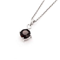 Round Garnet Silver Necklace and Studs Set