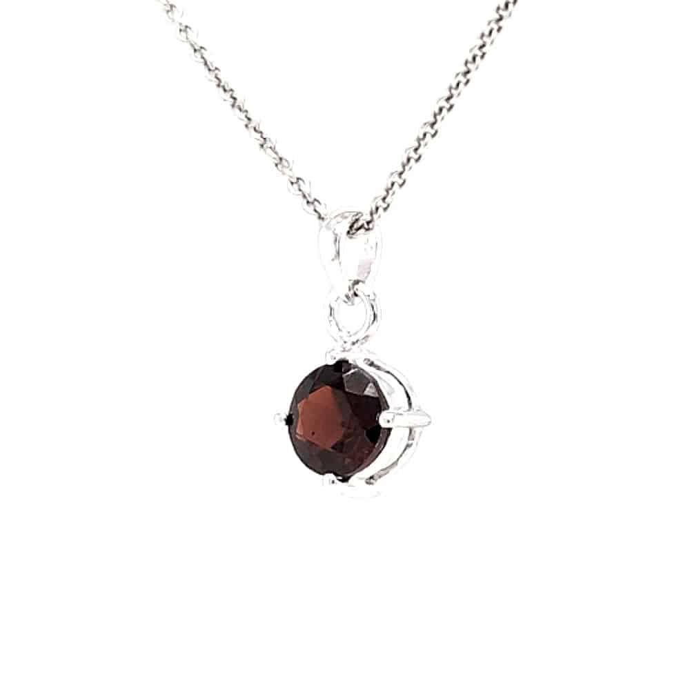 Round Garnet Silver Necklace and Studs Set