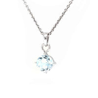 Round Blue Topaz Silver Necklace and Studs Set