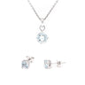 Round Blue Topaz Silver Necklace and Studs Set