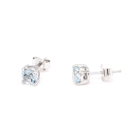 Round Blue Topaz Silver Necklace and Studs Set