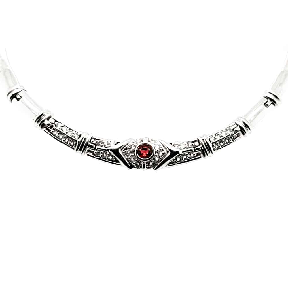 Red Spinel Silver Necklace