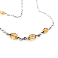 Cabochon Citrine Beaded Chunky Silver Necklace