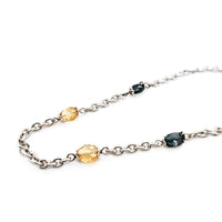 Citrine and London Blue Topaz Beaded Silver Necklace