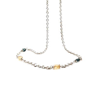 Citrine and London Blue Topaz Beaded Silver Necklace