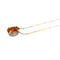 Oval Cut Citrine Tricolour Silver chain Necklace
