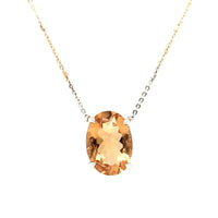 Oval Cut Citrine Tricolour Silver chain Necklace