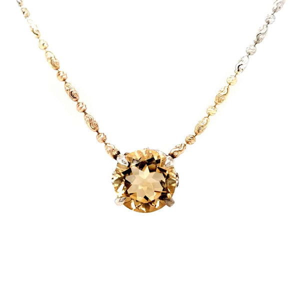 Citrine Tricolour Silver chain Necklace