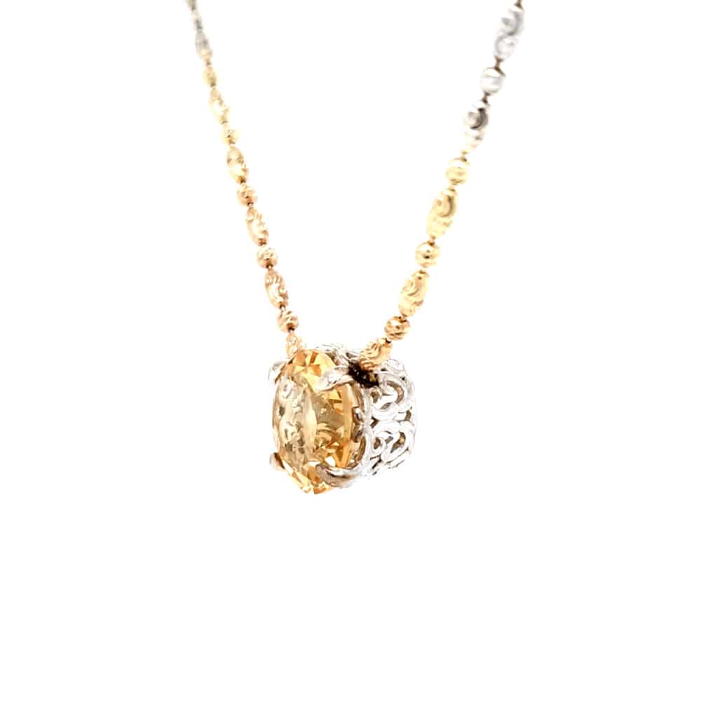 Citrine Tricolour Silver chain Necklace