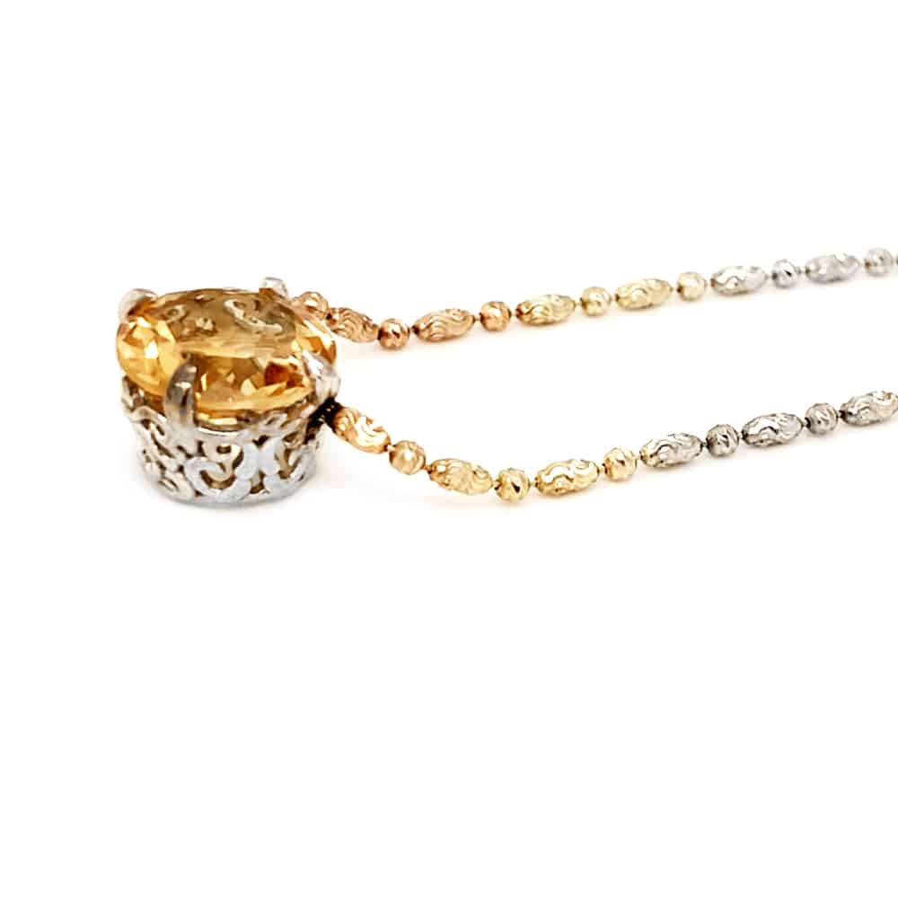 Citrine Tricolour Silver chain Necklace