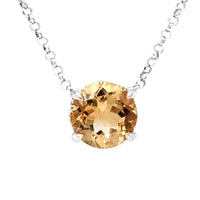 Round Citrine Silver Necklace