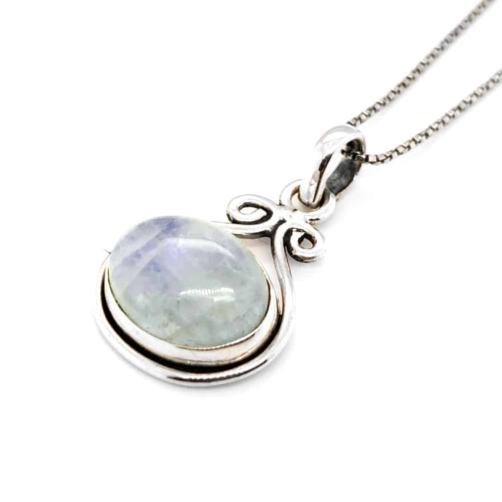 Rainbow Moonstone Pendant in Silver