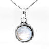 Round Rainbow Moonstone Pendant in Silver