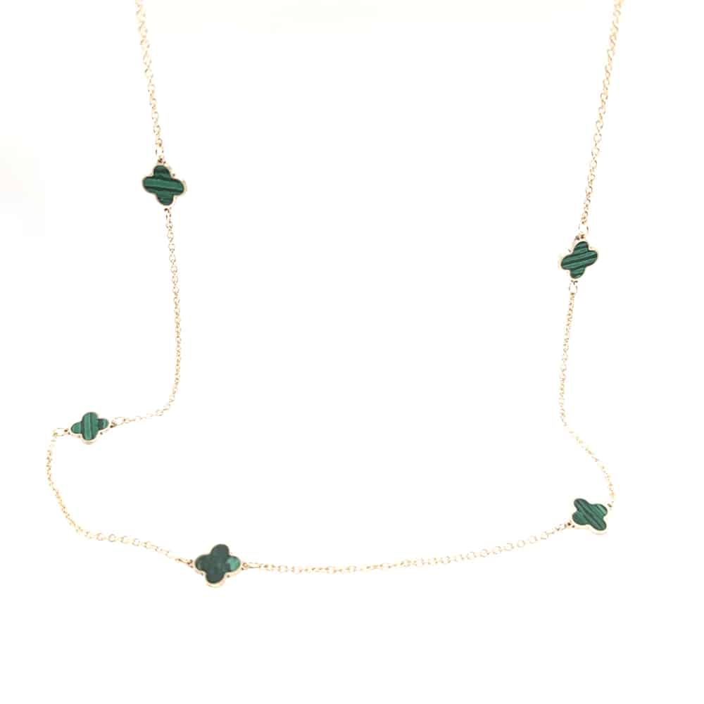 9K Yellow Gold Malachite Necklace