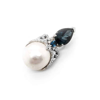 Freshwater Pearl with London Blue Topaz Silver Pendant