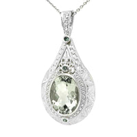 Tear Drop Green Amethyst and Peridot Silver Pendant