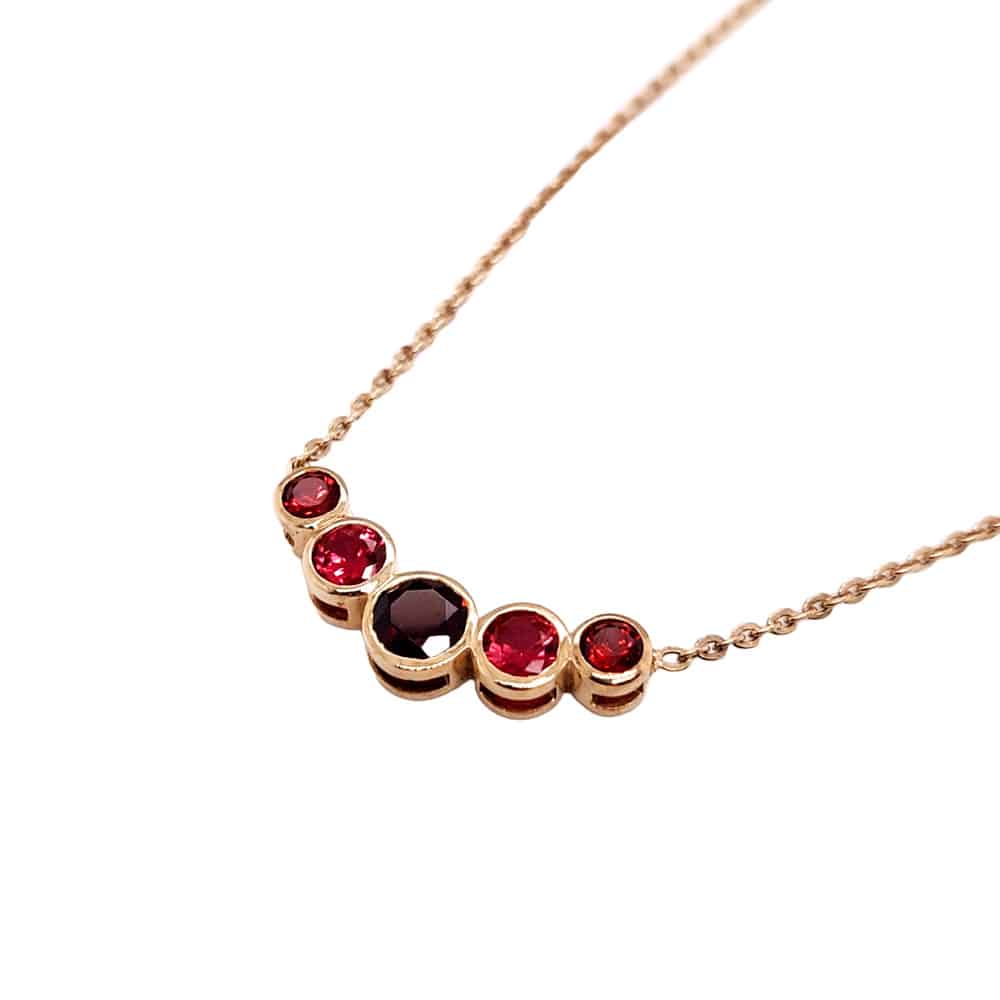 Garnet and Created Ruby Yellow Gold Plated Silver Necklace