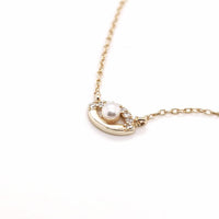 Gold Plated Sterling Silver CZ and Pearl Evil Eye Necklace