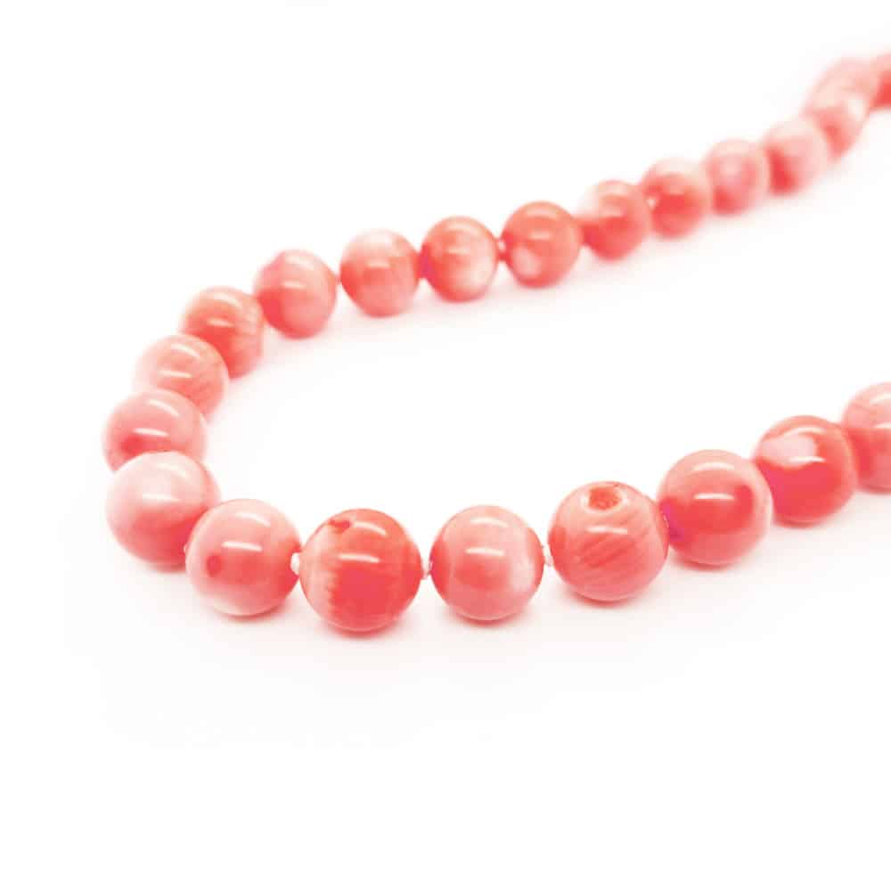 Coral Beaded Silver Necklace