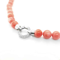 Coral Beaded Silver Necklace