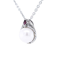 Freshwater Pearl with Ruby Silver Pendant