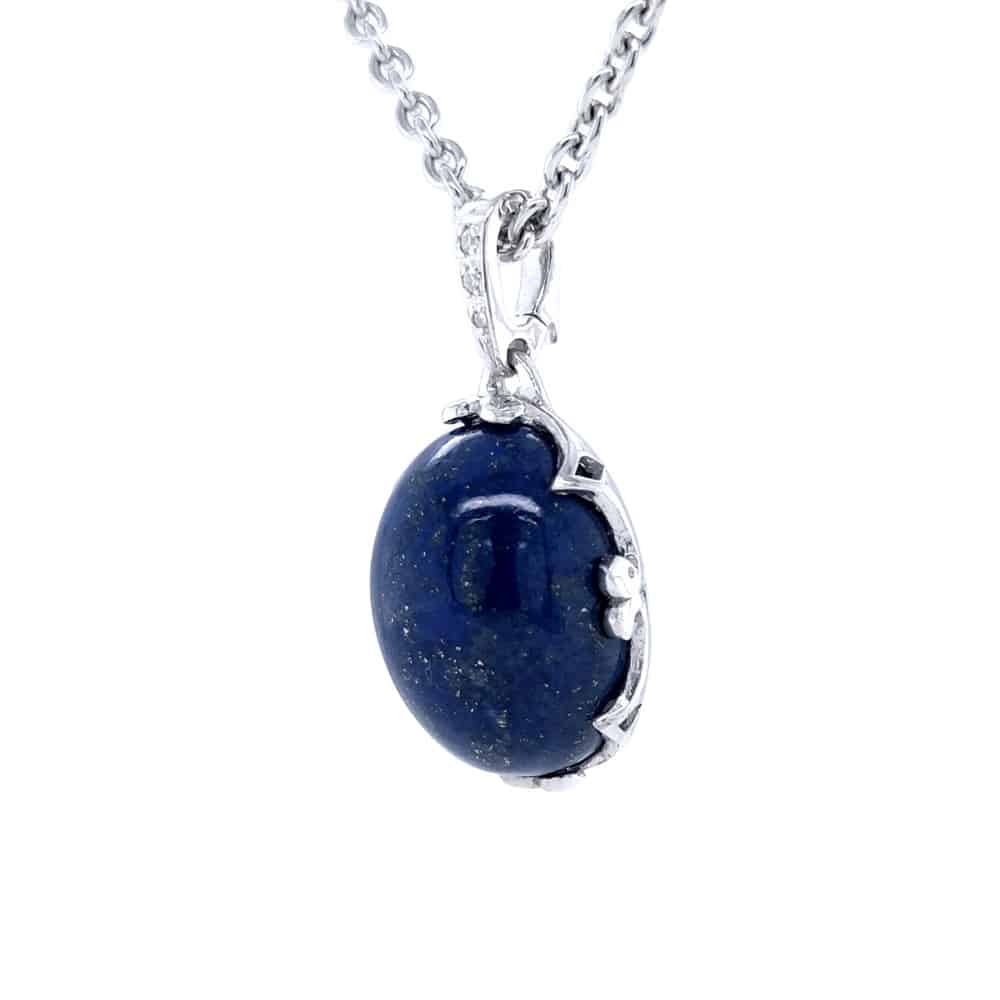 Oval Shaped Enhancer Lapis Lazuli Silver Pendant