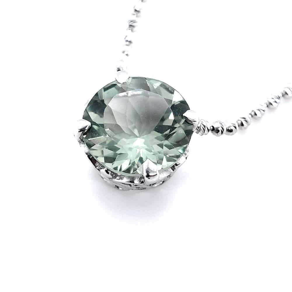 Green Amethyst Silver Necklace