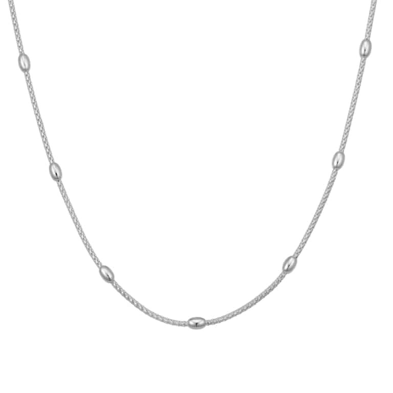 Sterling Silver Oval Beaded Chain Necklace