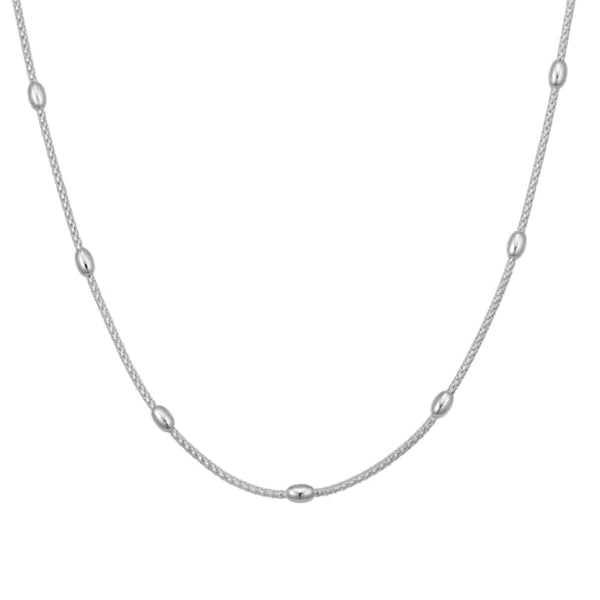 Sterling Silver Oval Beaded Chain Necklace