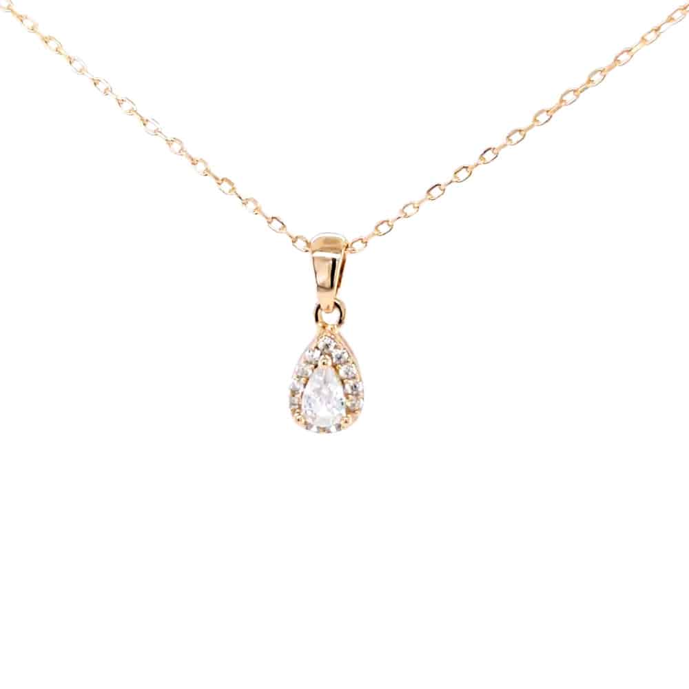 Champagne Gold Colour Sterling Silver CZ Drop Pendant