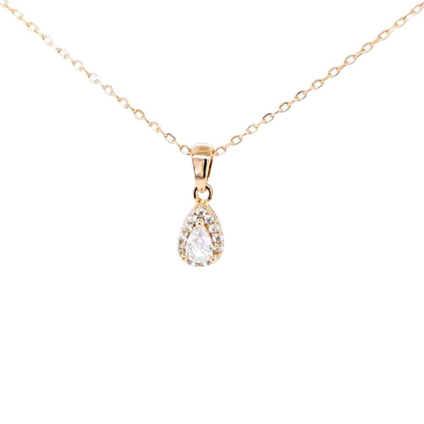 Champagne Gold Colour Sterling Silver CZ Drop Pendant