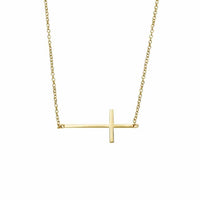 Sterling Silver Laid Cross Necklace Yellow Gold