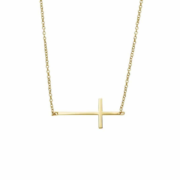 Sterling Silver Laid Cross Necklace Yellow Gold