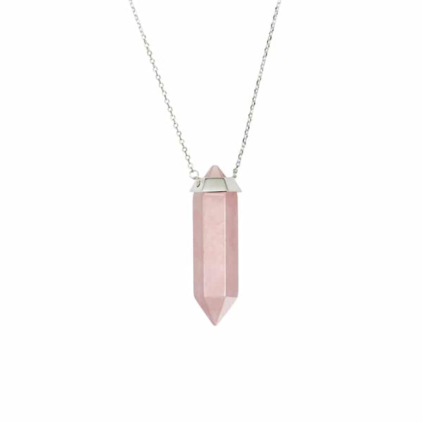 Sterling Silver Rose Quartz Pendulum Necklace
