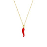 Red Cornicello Sterling Silver Necklace Gold