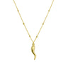 14K Gold Plated Sterling Silver Curb Satellite Chain with Cornicello Pendant
