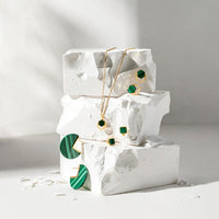 18K Gold Plated Sterling Silver Malachite Hexagon Necklace