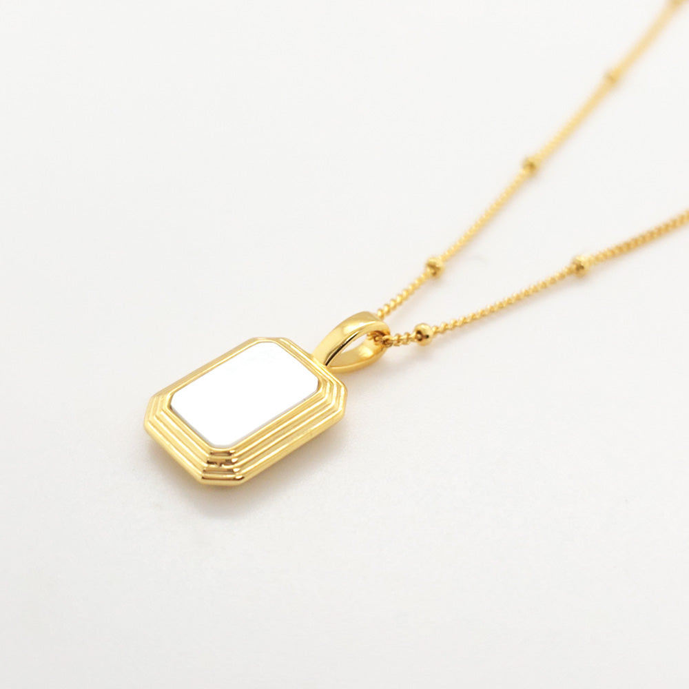18K Gold Plated Sterling Silver Double Sided Black & White Pendent