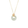 White Donut Nephrite Jade Pendant with Magnolia Flower